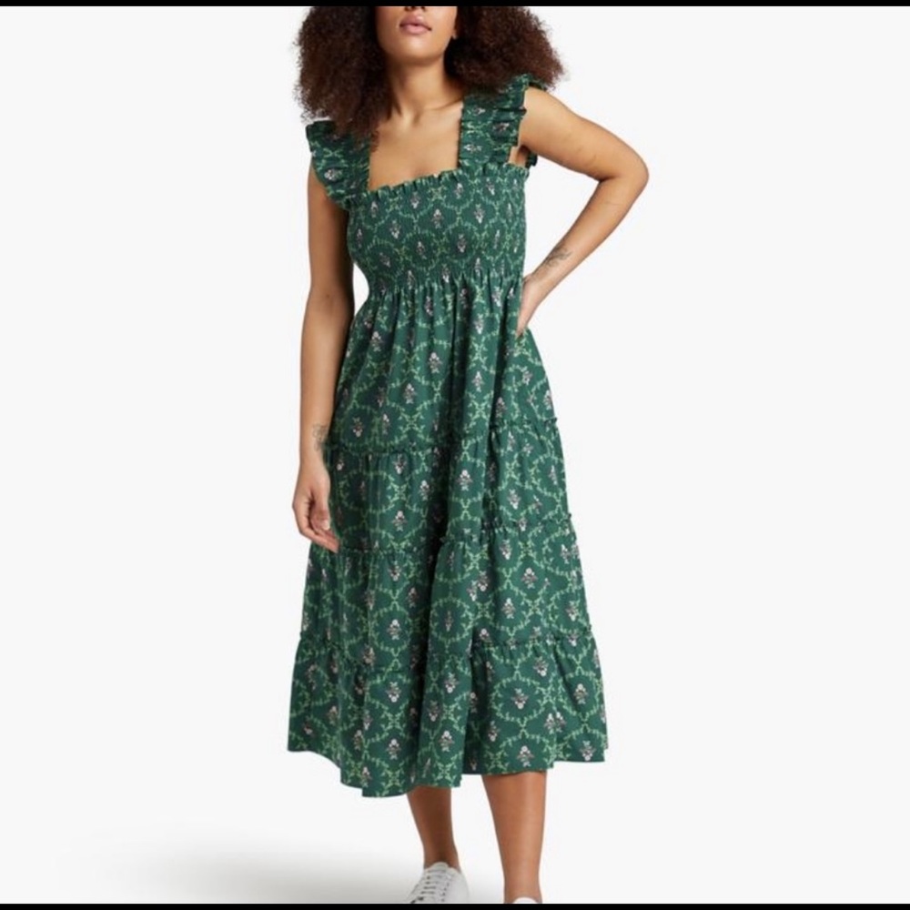 Hill House Home Ellie Nap Dress in Emerald Trellis